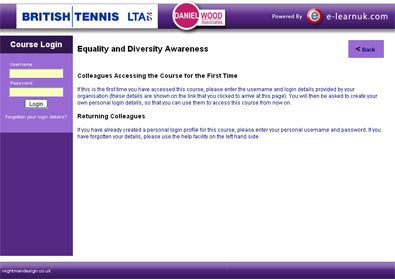 Lawn Tennis Association Student Login Page